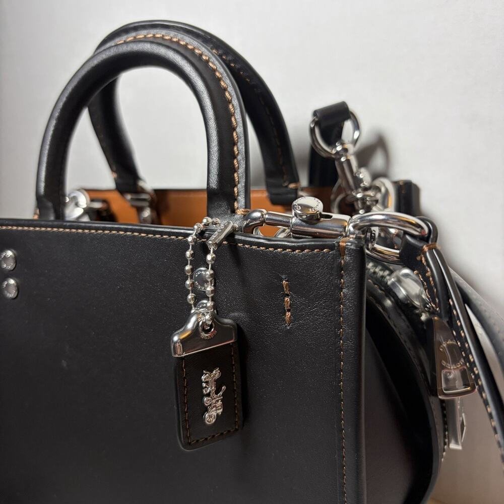 Coach Rogue 20 Black Glovetanned Leather Satchel Top Handle W/ Tags & Dust Bag - Picture 2 of 14